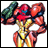 A pixelated 48x48 buddy icon featuring a red and yellow armored character holding a green weapon, paired with text reading "Anime IM" on the right side of a contact sheet layout.