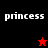 Four quadrants display 'princess' text with two star icons; top-left black background, bottom-right red background, and a small red star in the middle of the top-left quadrant.