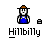 Pixelated character in blue overalls and brown hat with varying hand positions, each frame labeled 'Hillbilly' below.