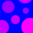 Blue background with scattered pink and purple circles of varying sizes, some partially cropped at edges.