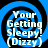 Four identical blue and black spiral-patterned icons with white text reading 'Your Getting Sleepy! (Dizzy)' arranged in a