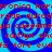 Blue and cyan spiral background with red text repeating 'harmonica', 'duodrorgan', 'cassamelo', 'caitlyn shi', 'fore evs' in a pattern