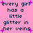 Pixelated text on pink background with purple sparkles, repeating 'every girl has a little glitter in her veins' across four
