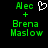 Green pixelated text 'Alec', '+', 'Brena Maslow' on black background with white heart symbol above 'Alec' in first frame, heart absent in second frame.
