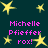 Dark teal background with yellow stars and pink text reading Michelle Pfieffer rox! in a pattern