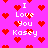 Pixelated pink background with red hearts and white text reading "I Love You Kasey" repeated across the image.