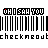 Animated sequence of repeating text and barcode patterns with scattered colored pixels, showing color variations in 'OH I SAY YOU' and 'checkmeout' across frames.