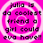 Four identical pixelated text on a bright pink background with white concentric circles, each displaying 'julia is do coolest friend a girl could eva have!!' in black pixelated font