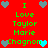 Red background with green text and pixelated hearts; hearts alternate between gray and cyan in animation.