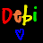 Animated contact sheet showing five frames of a pixelated text-based icon with colorful letters and blue hearts on black background, featuring frame-to-frame letter position changes.