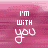 identical pink-toned pixel art icons featuring 'I'M WITH YOU' text and a stylized heart symbol, with subtle variations in the letterforms
