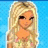 Pixelated image of a blonde woman with long hair wearing a light-colored top against a blue background, with the text "Juju" on the right side.