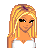 Pixel art contact sheet showing three frames of an animated icon featuring a blonde character in white top and black pants with text below reading "heavenmisin its angel is ... favorite ******".
