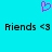 A cyan background displays two identical pixelated text strings with a pink heart symbol above them.