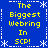 Blue background with yellow text reading 'The Biggest Webring In SCP!' repeated in four quadrants, surrounded by white snowflake and dashed-line borders.