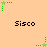 Pixelated green star with trailing dots animates across peach background, text 'Sisco' appears below each star position.