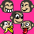 Animated contact sheet of 8 monkey face icons in a 3x3 grid with colored backgrounds, showing various expressions and accessories across frames.