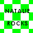 Green and white checkered background with repeated text 'NATALIE ROCKS' in black pixelated font across four distinct patterns