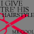 Red scissors cut through text on a gray background with repeated 'IGIVE TRE' HIS HAIRSTYLE' and 'MPOOL' phrases.