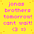 Yellow background with pink text repeating 'jonas brothers tomorrow! cant wait! (3 =)' in a pattern, some letters have diacritics
