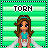 Pixel art contact sheet showing two identical frames of a sad cartoon girl with brown hair and blue top against green striped background, labeled "TORN" at the top.