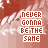 identical pixelated text icons with 'NEVER GONNA BE THE SAME' in white block letters on a red background, each icon showing slight variations in letter clarity and spacing