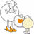 Pixelated cartoon sheep with orange shoes holds a heart-shaped object against a purple background with blue text.
