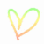 A pixelated heart shape with a gradient transitioning from green at the top to orange at the bottom, set against a white background.