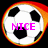 Two circular soccer ball icons with orange-yellow gradient borders, each displaying distinct pink text overlays on a black background.