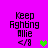 Pixelated text 'Keep Fghtng Allie </8' on bright pink background with a green heart icon in the center-right of the frame.