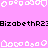 Pixelated icon with repeating text and heart shapes on a pink background, featuring gray overlay in bottom-right corner.
