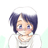 Pixelated anime-style character icon with short dark blue hair, light skin, and a white top against a plain background.
