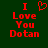 Red pixelated text on dark green background reads "I Love You Dotan" with a heart symbol replacing the 'O' in 'Love', two identical frames side-by-side.