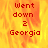 Red pixelated text reads 'Went down 2 Georgia' over a fiery orange-yellow background with a gray rectangular section on the right side.