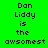Green background with black pixelated text reading "Don Liddy is the awsomest" in three , where orange rectangles highlight different words across frames