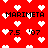 Red background with white pixelated hearts and repeated black text 'MARIMETA 7.5 '07' in four quadrants.