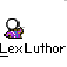 Animated contact sheet of 12 Lex Luthor-themed AIM buddy icons showing character poses, actions, and effects across frames on a gray background.