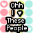 Pixelated of pink and cyan circles with black text blocks reading "Ohh I ♥ These People" on left, green text names "Lisa Nikki Dan Eden" on right