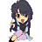 A 4-frame pixel art animation of a chibi-style character with dark hair, light skin, and red lips in various poses against a transparent background.