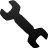Black pixelated wrench icon with open ends on both sides, rendered on a light gray background.