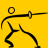 Four black stick-figure fencers on yellow background, each holding a sword in extended position with one leg forward and the other bent.