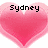 Pixelated pink heart-shaped icons with black text reading Sydney, Loves, and Pierce arranged in a