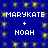 Blue background with yellow star-like shapes; white text 'MARYKATE + NOAH' repeated in two