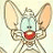 Two side-by-side animated frames of a cartoon cat character with large ears, blue eyes, and red mouth against light backgrounds.