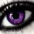 A close-up of a stylized eye with a purple iris, black pupil, and white sclera against dark eyelid tones.