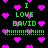 Pixelated green text "I LOVE DAVID" surrounded by pink hearts on a black background with animated heart and line patterns.