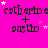 A bright pink background displays repeated text 'catherine + justin' with small white and light pink stars scattered throughout.