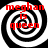 Four identical black-and-white spiral patterns with red text reading 'meghan is queen' overlaid, arranged in a