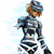 Animated pixel art of a character in silver armor with a helmet, standing against a light blue background.