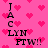 Pixelated pink background with scattered heart shapes and vertical text reading "JACLYN FTW!!" in black block letters.